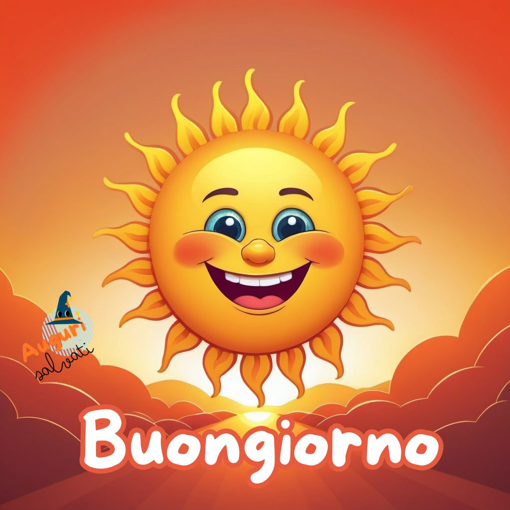 immagine di un sole sorridente che dice buongiorno

Un sole animato e sorridente che sorge all'orizzonte sullo sfondo. Nella parte inferiore dell'immagine c'è scritto buongiorno. Un'immagine cartoon che trasmette infantilismo e divertimento. Una raccolta di nuove bellissime Immagini di Buongiorno da scaricare gratuitamente e condividere con amici, parenti, gruppi tramite WhatsApp Facebook Twitter Pinterest Telegram Instagram autore augurisalvati.com